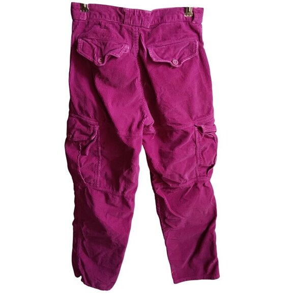 Vintage 80's Pierre Bonée Girls 12 24x25 Corduroy Cargo Pants Fuchsia Pink Cords - Picture 3 of 5